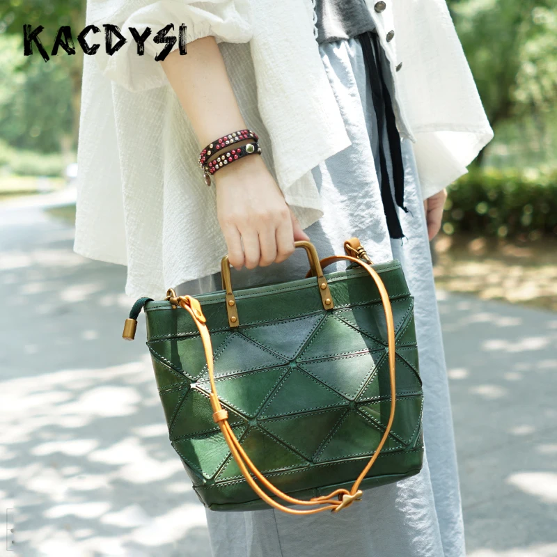 

Luxury Genuine Leather Womens Handbags Cowhide Retro Ladies Tote Messenger Satchel Purse Tanned Single-shoulder Bag Fashion Bags