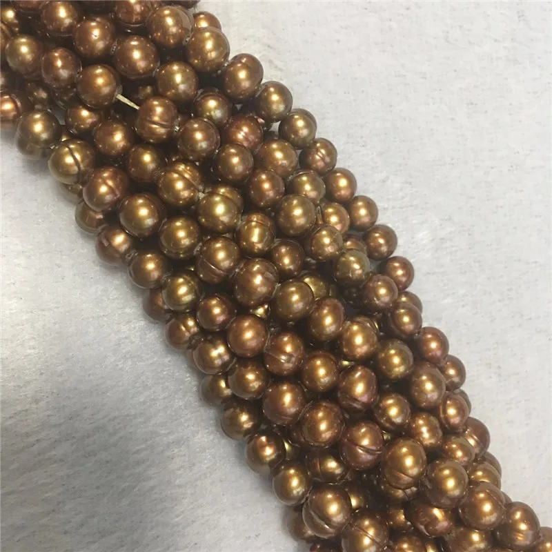 

6-7mm Genuine Natural Chocolate Freshwater Pearl Loose Beads 35CM