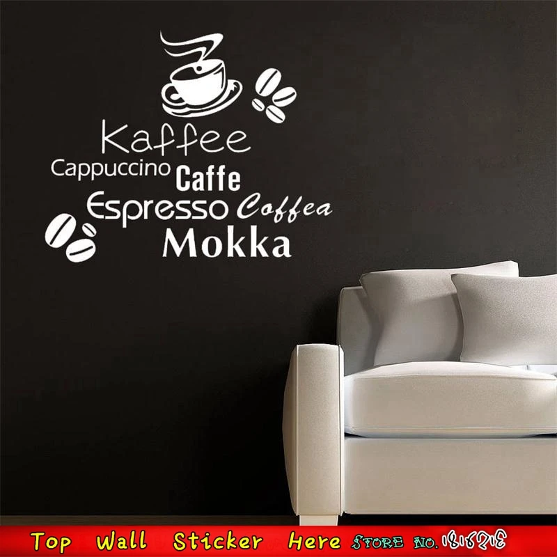 Kaffee Cappuccino Wall Stickers For Cafe Shop Store Caffee Quotes Wall