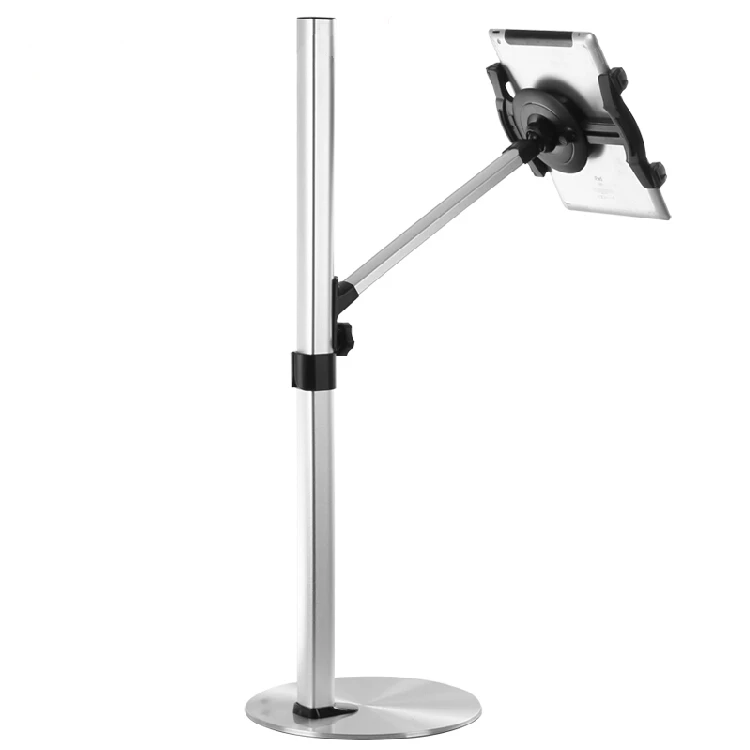 Adjustable Height/Viewing Angle Universal Lazy Tablet Holder Bed 360 Rotation Ergonomic Floor Stand Aluminum Alloy for iPad 