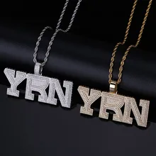 TOPGRILLZ Iced Out Bling YRN письмо кулон ожерелье с теннисной цепочкой мужское Золотое серебряное ожерелье хип-хоп модное ювелирное изделие