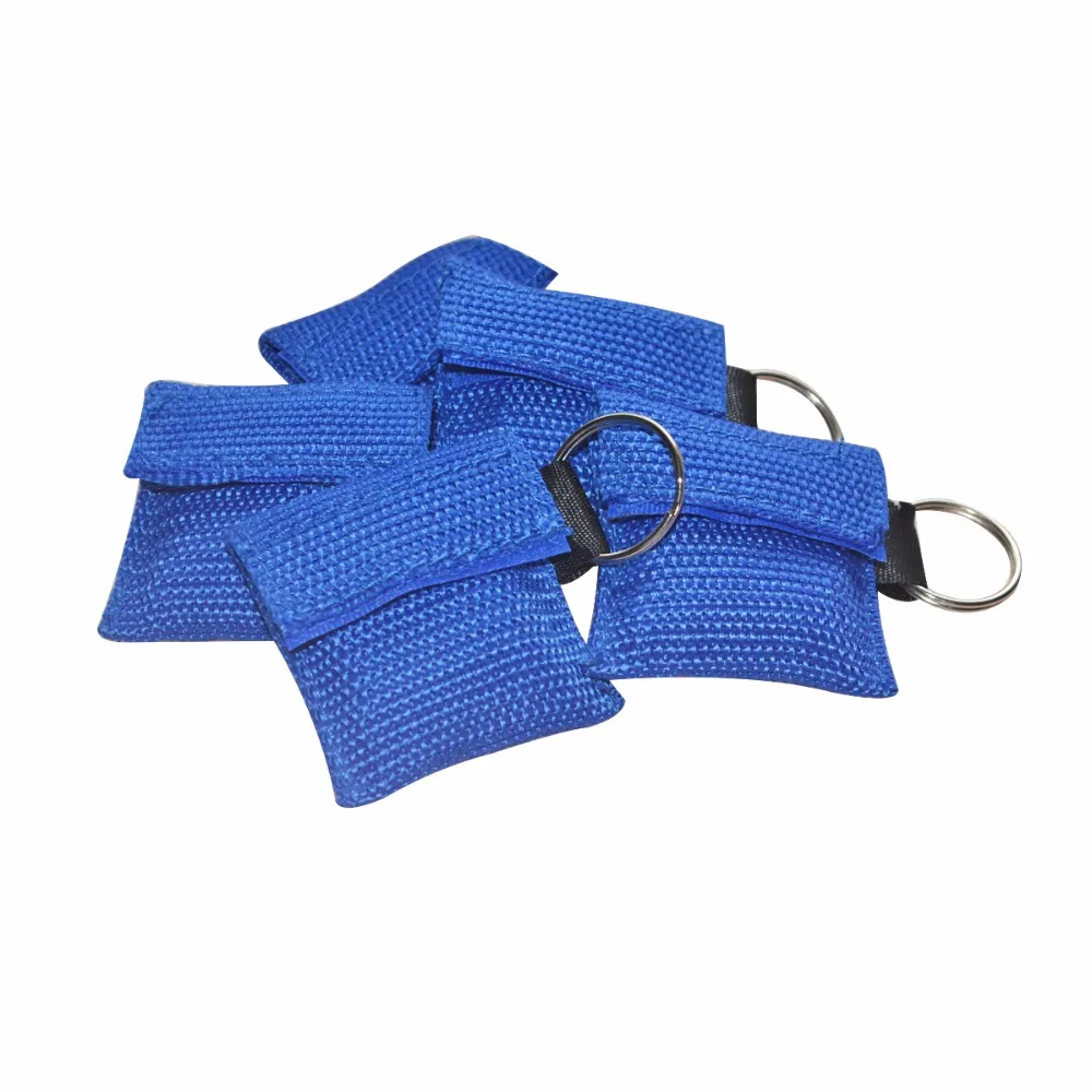 50Pcs/Lot Blue CPR Resuscitator Mask First Aid Face Mask Key Ring CPR Face Shield Mouth-mouth Breathing Emergency Rescue Kit