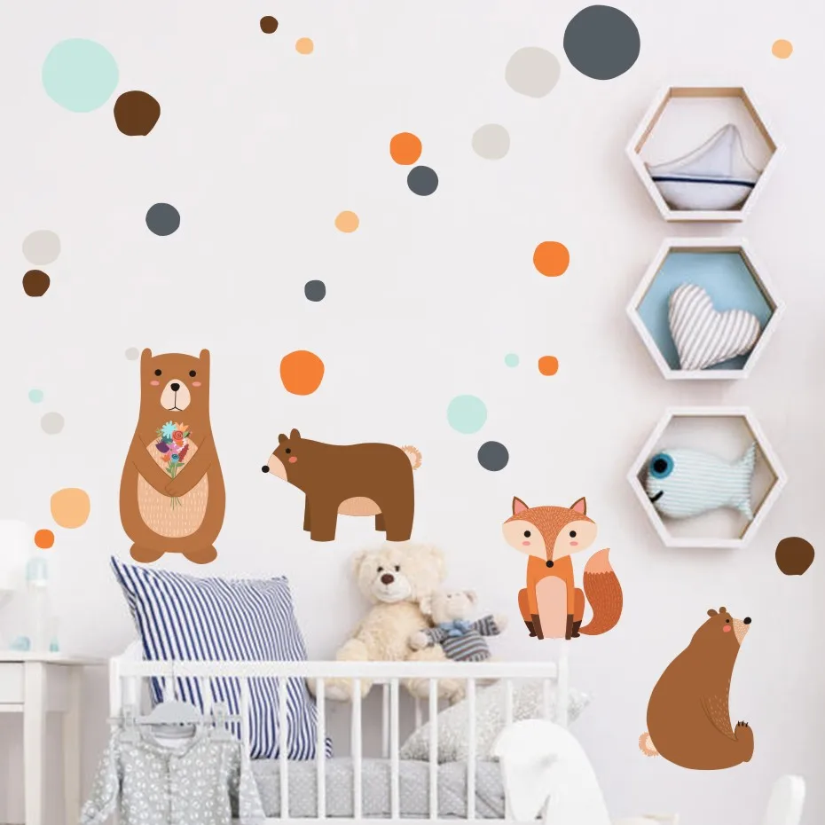 Woodland Animals Polka Dots Designs Wall Sticker  (5)