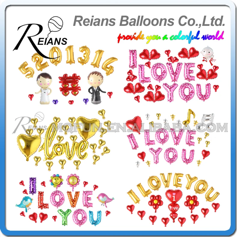 10 Set Cartoon Cute bride Groom Colorful I LOVE YOU Wedding Party Decoration Letter Number Helium Air Aluminum Foil Balloons | Дом и сад