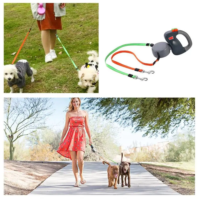 Misterolina New Retractable Double Leashes for Small Medium Large Dogs