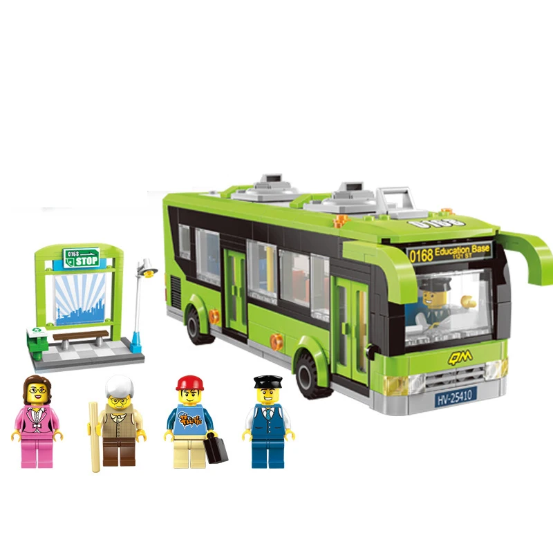 

418pcs Technic Series Building Blocks Compatible Legoings City Friends Bus Station Green Bricks Birthday Gifts for Chlidren