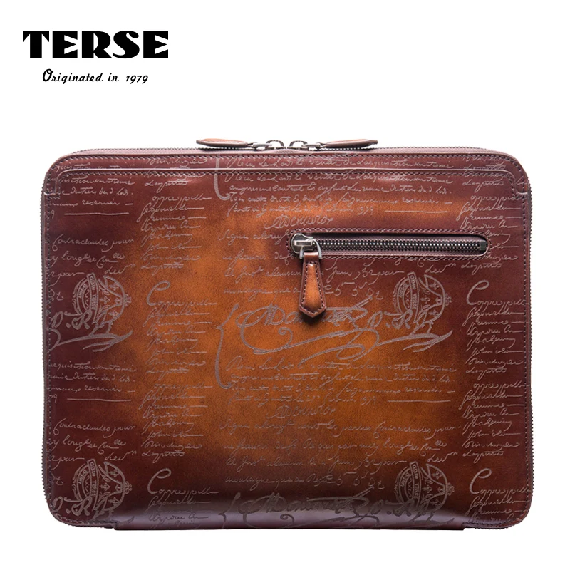Buy TERSE_Fashion big portfolio leather mens handmade