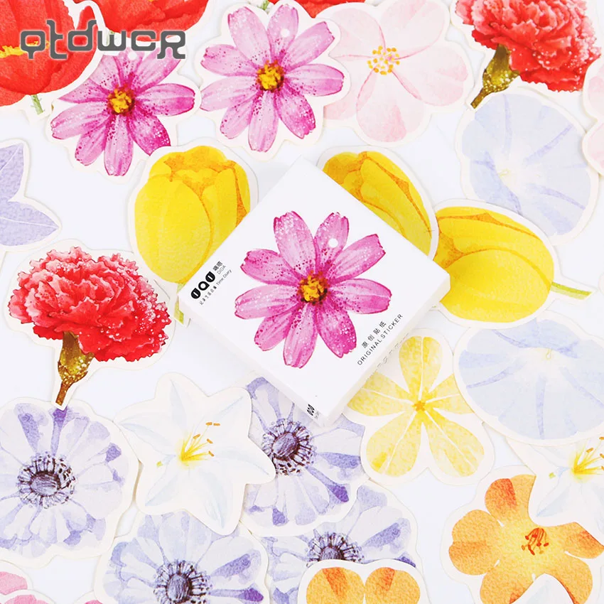 

45PCS/set Kawaii Flowers Adhesive Stickers DIY Decorative Diary Stationery Sticker Office School Label Sticky Gift