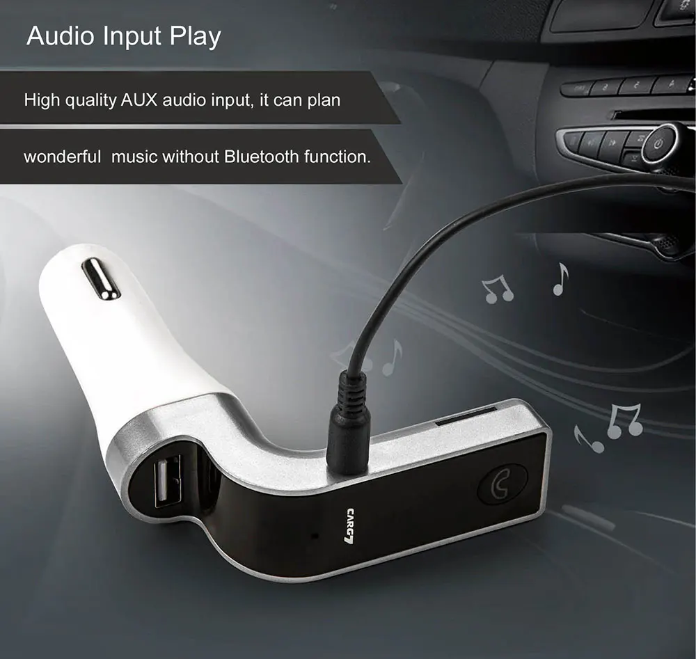 Bluetooth Handsfree Car Kit FM беспроводной передатчик MP3 плеер USB 3,5 мм аудио-кабель для подключения Поддержка карты памяти USB зарядки