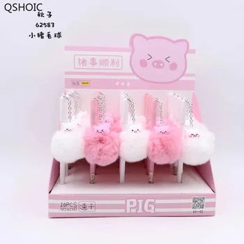 

20pcs Gel Pens Kawai Pendant Pig Black Gel-ink Pen Student Pens For Writing Cute Stationery Office School Supplies 0.5mm