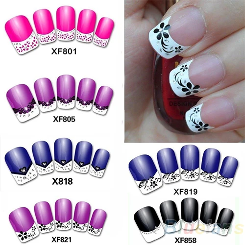 New Fashion French Manicure 3D Nail Art DIY Stickers Tips ...