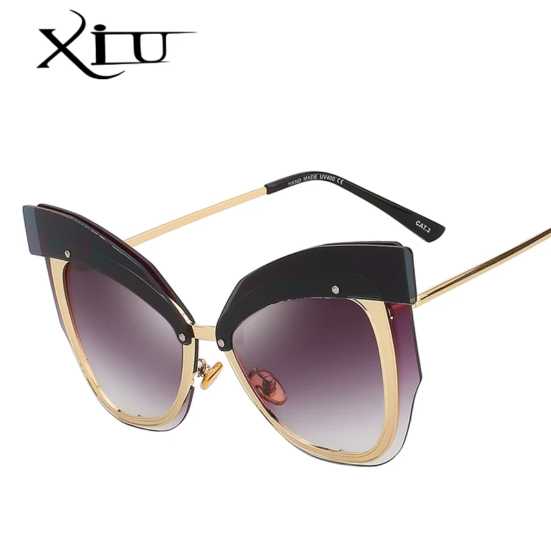 

XIU Fashion Cateye Sunglasses Women Brand Designer vintage sun glasses Women Fashion Eyeglasses high quality eyewear