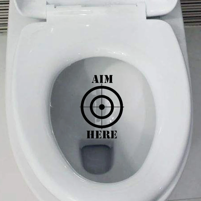 

Funny Fashion Toilet Stickers Aim Here Creative Vinyl Decals Wall Sticker 3WS0241