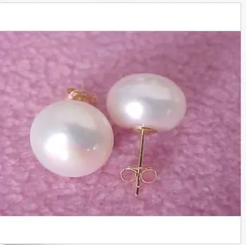 

elegant pair of 12-13mm south sea white pearl earring 14k