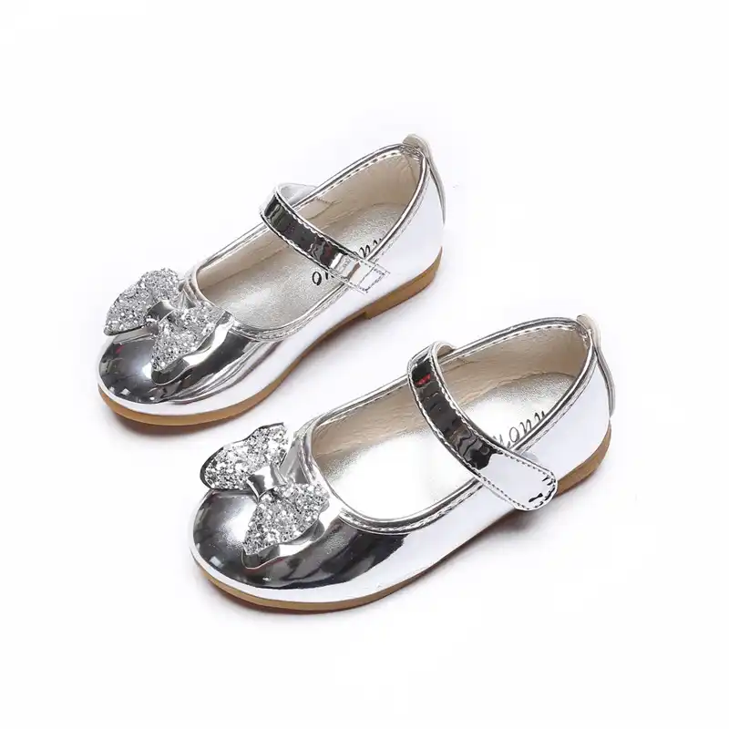 silver baby shoes