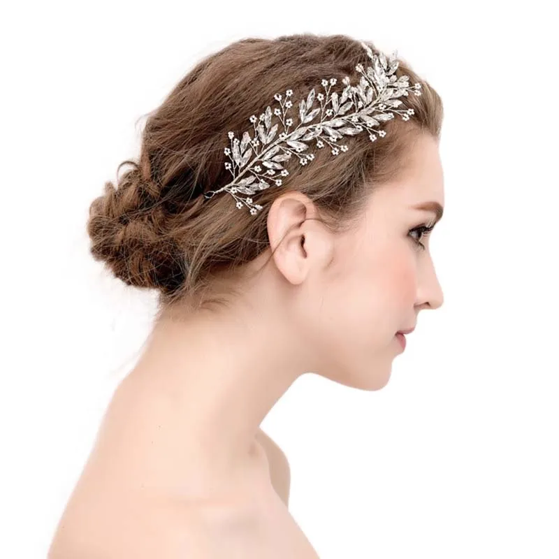 Kopen Zilveren Prachtige Bloem Parel Bruiloft Haar Wijnstok Bruids Accessoires Hoofdband Vintage Vrouwen Hoofddeksel Haar Sieraden SL