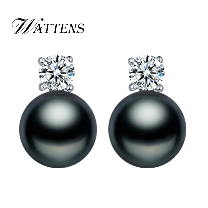 WATTENS, серьги с натуральным жемчугом, черные белые серьги, ювелирные изделия с жемчугом, новинка 925, серьги-гвоздики из стерлингового серебра для женщин, bijoux femme