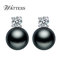 WATTENS, серьги с натуральным жемчугом, черные белые серьги, ювелирные изделия с жемчугом, новинка 925, серьги-гвоздики из стерлингового серебра для женщин, bijoux femme