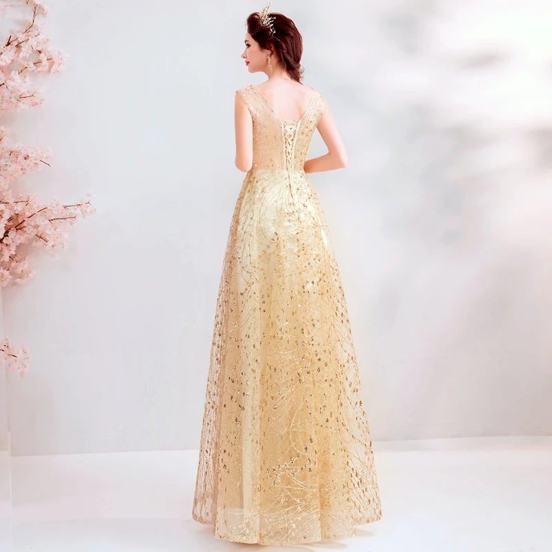 Glaring princess champagne gold Evening Dress long lace up prom gown robe de mariee graduation dress A line dress for wedding Glaring princess champagne gold Evening Dress long lace up prom gown robe de mariee graduation dress A line dress for wedding