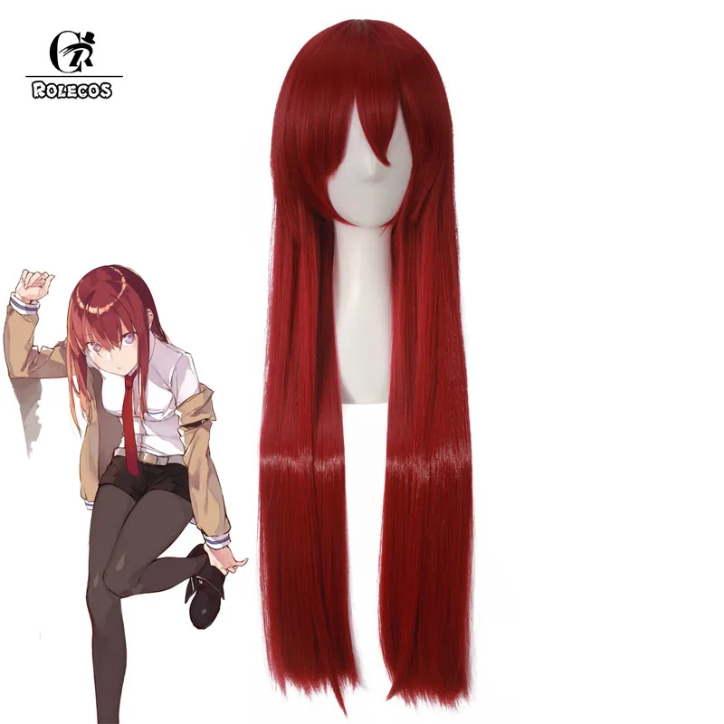 

ROLECOS Game Cosplay Steins;Gate Cosplay Makise Kurisu Headwear Long Red Straight Hair 100cm/39.37inches Synthetic Hair