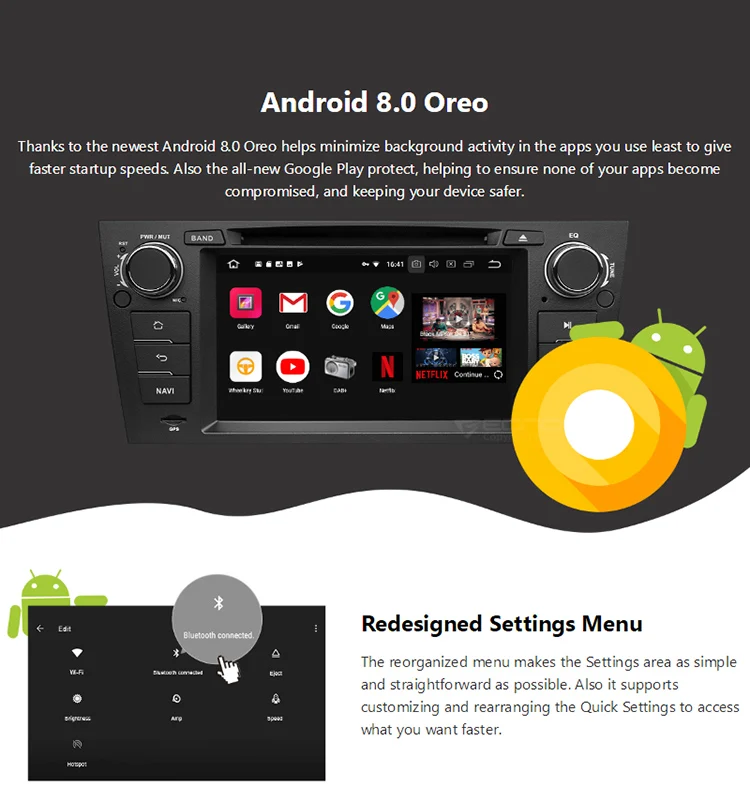 Clearance 7" Android 8.0 Oreo OS Car DVD Multimedia GPS Radio for BMW 3 Series E90/E91/E92/E93 2005-2012 with One Key Screen Off Support 2