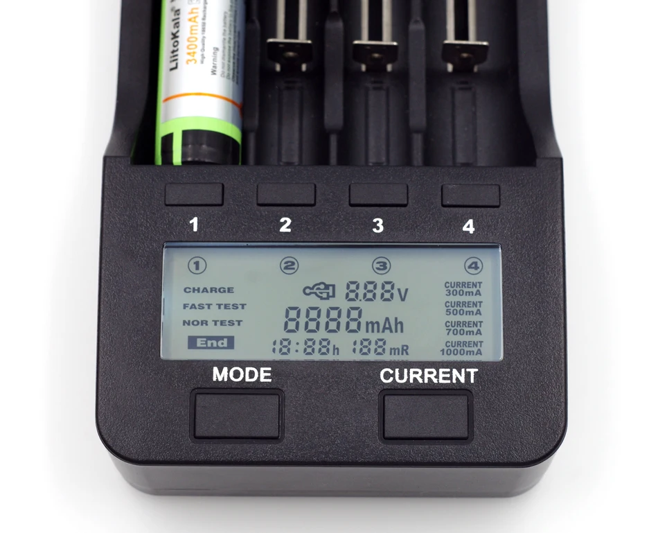 Умное устройство для зарядки никель-металлогидридных аккумуляторов от компании LiitoKala lii500 ЖК-дисплей 3,7 V 18650 26650 1,2 V AA батарея Зарядное устройство+ 4 шт. NCR18650B 3400 мА-ч для батарейки для карманного фонаря