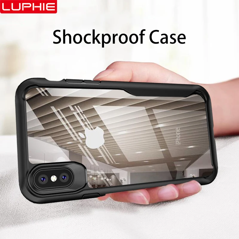 

LUPHIE Shockproof Armor Case For iPhone XS XR 8 7 Plus Transparent Case Cover For iPhone 6 6S Plus 5 XS Max Luxury Silicone Case