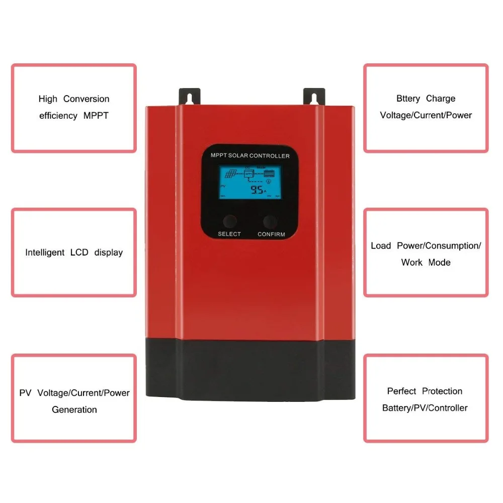 ESmart3 со слежением за максимальной точкой мощности, 40A за максимальной точкой мощности, Солнечный контроллер заряда Max 150VDC Вход обратно-светильник ЖК-дисплей солнечный регулятор RS485 Порты и разъёмы с ЖК-дисплей 12V 24V 36V 48V авто