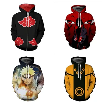 

Naruto Cosplay Costume Akatsuki Cloak Hoodie Naruto Uchiha Itachi Anime Adult men Ms 3D Printed Zip Hooded Sweatshirt Jacket