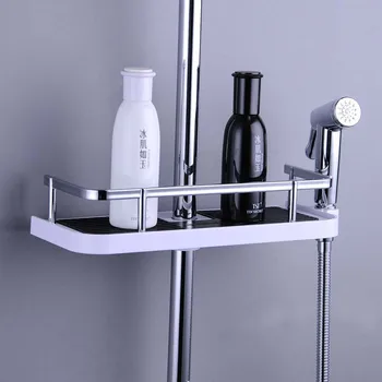 

Practical Liftable Bathroom Pole Shower Storage Rack Organizer Tray Holder Washing Shower Shampoo Punch-free Basket Storage