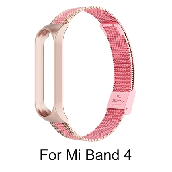 Для Xiaomi mi band 4 металлический ремешок из нержавеющей стали для mi Band 4 ремешок с пряжкой для Xiaomi mi Band 3 аксессуары браслет - Цвет: Mi 4 Rose pink