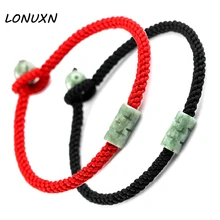 2 шт. пар(красный канат+ черные веревки) натуральный камень пара браслет высокого качества Женский Человек масло зеленого День святого Валентина подарки