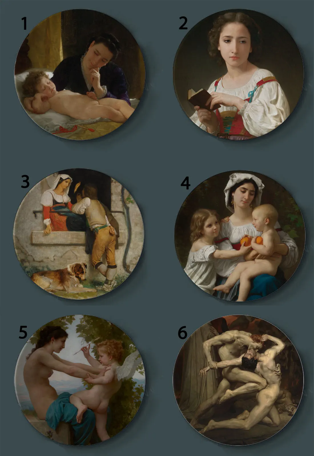 Bouguereau живопись декоративные тарелки керамическое домашнее художественное блюдо отель фон дисплей мать и ребенок картина маслом тарелка