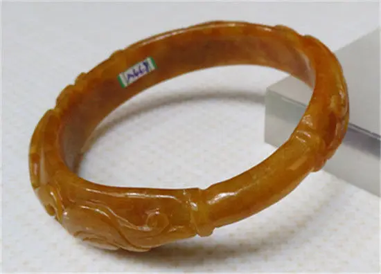 

FREE SHIPPING>>>@@ NEW Vintage Chinese Hand-carved Natural Yellow Jadeite Jade Bangle Bracelet 64mm NEW