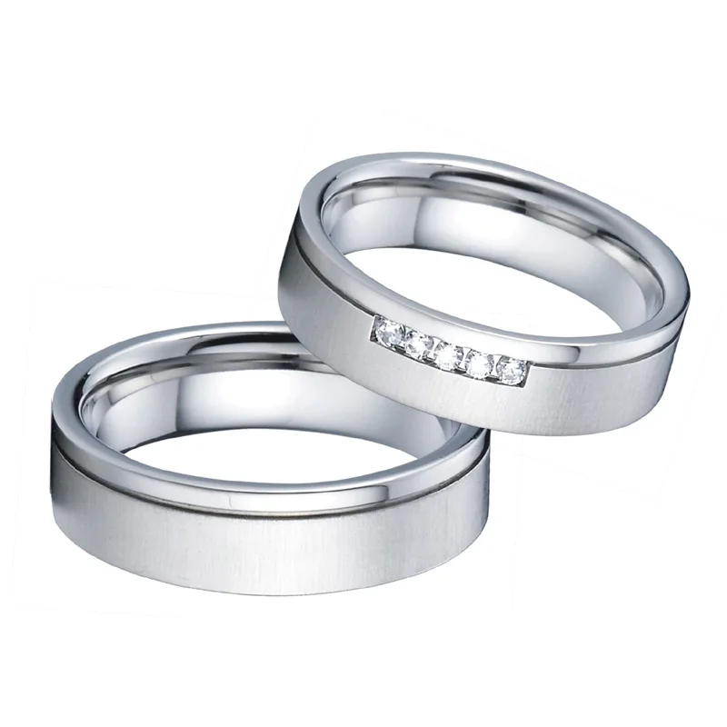 Unique Designer silver color Wedding Band Couple Rings Pair Set his and hers women's ring men's rings Alliance never fade (2)