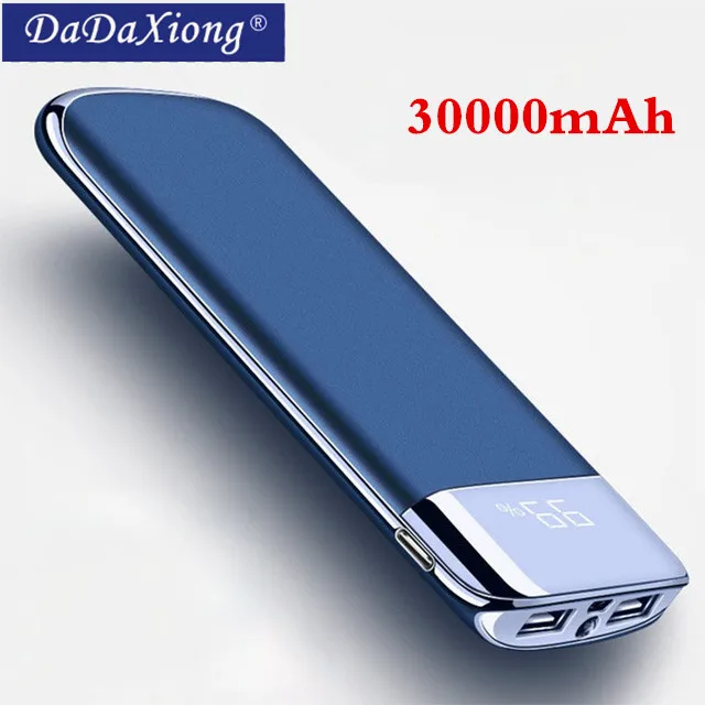 

For Xiaomi MI iphone X Note 8 30000mah Power Bank External Battery PoverBank 2 USB LED Powerbank Portable Mobile phone Charger