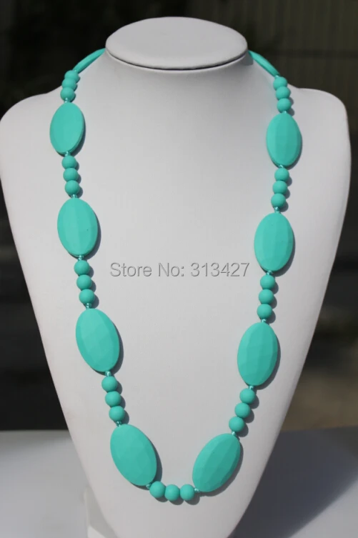 

Free Shipping Chewing nursing baby teething necklace silicone ,Silicone bean necklace