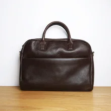 LANSPACE men’s leather briefcase brand high quality cow leather business handbag top laptop bag