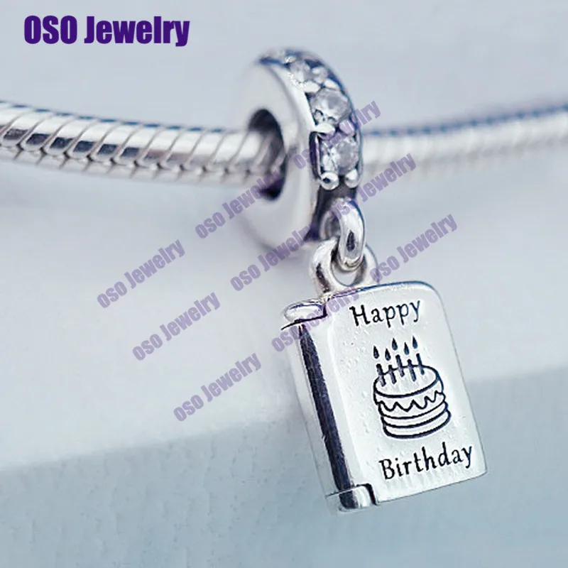 

Genuine Silver 925 Charm Happy Birthday Beads Fit Original Bracelets Bangles pendants joyeria de plata de ley 925 mujer