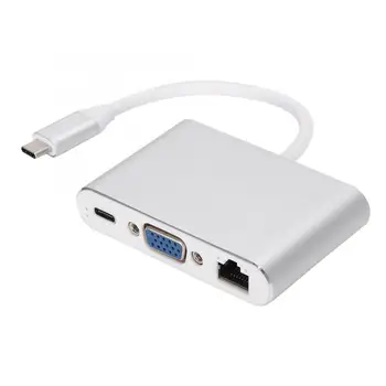 

Micro USB Computer Cables Multi-Functional Type-C to HDMI+VGA+USB Hub 5 In 1 USB3.0 Converter Adapter Computer Cable Converter