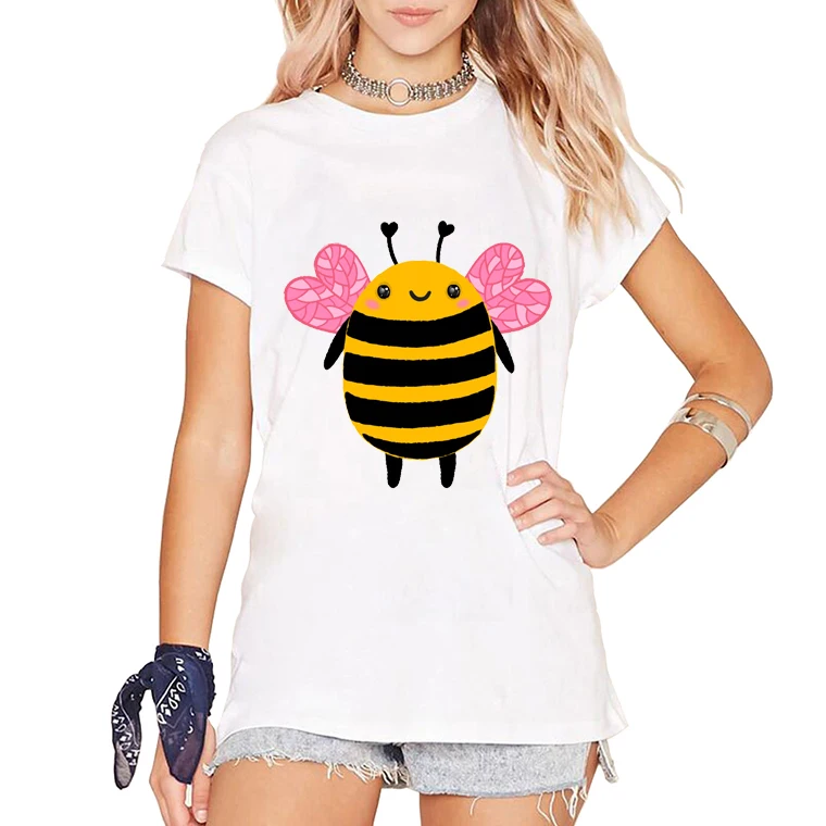 Fashion Bumble Bee Design women t shirt short sleeve basic t shirts Novelty Creative Cartoon