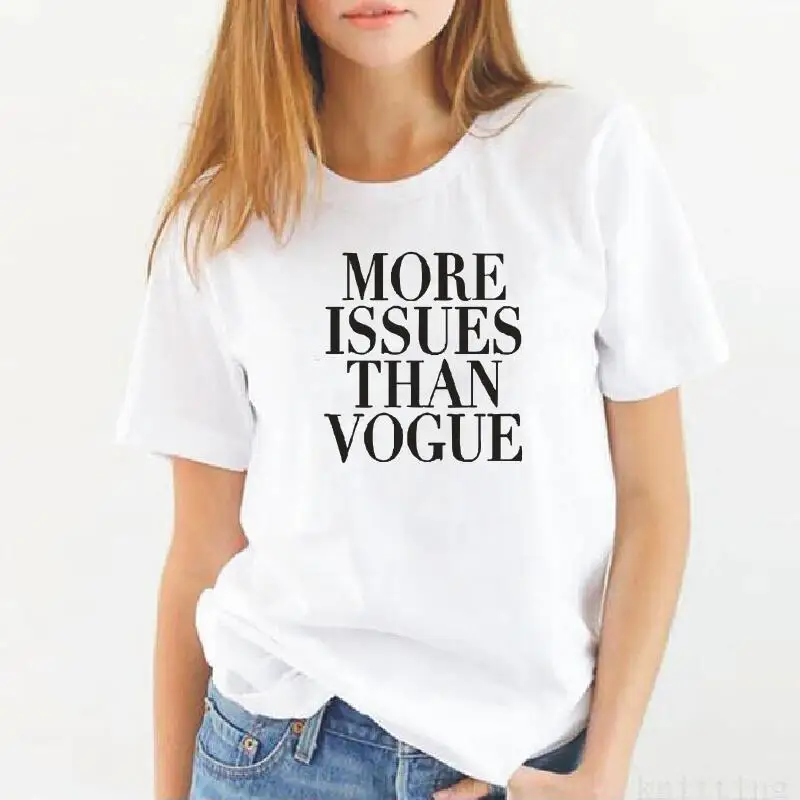 

More Issues Than Vogue Letter Print T-shirt Plus Size Traveler Camping T Shirt Women Tops Cotton Tees Hipster Women Tshirt
