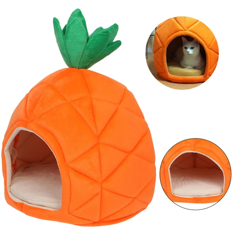 Роскошный домик для домашних животных с ананасом, собачкой, кошкой, щенком, теплая пещерная кровать, уютная спальная кровать