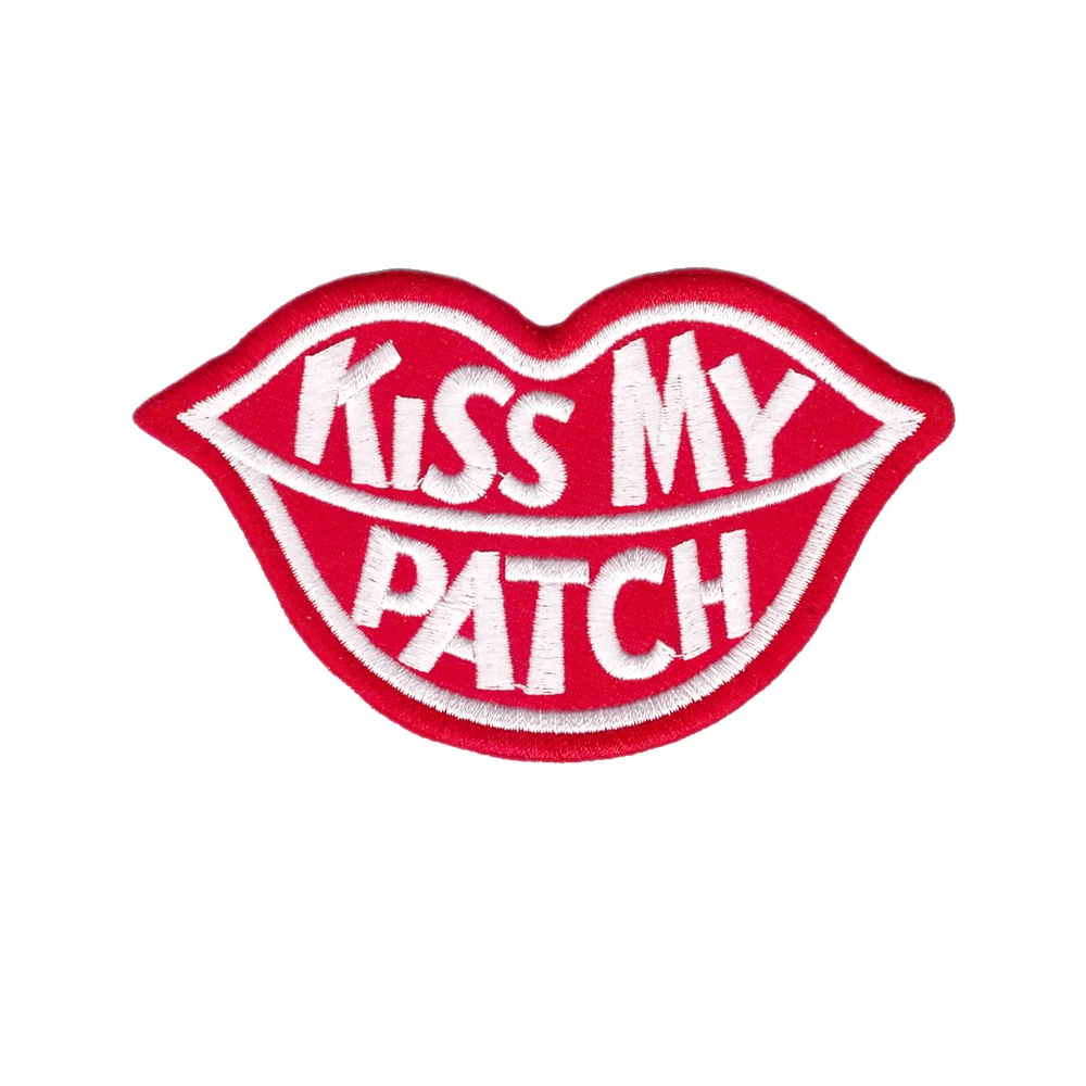 Бесплатная доставка Милая нашивка KISS MY PATCH с логотипом губ вышитый Утюг на