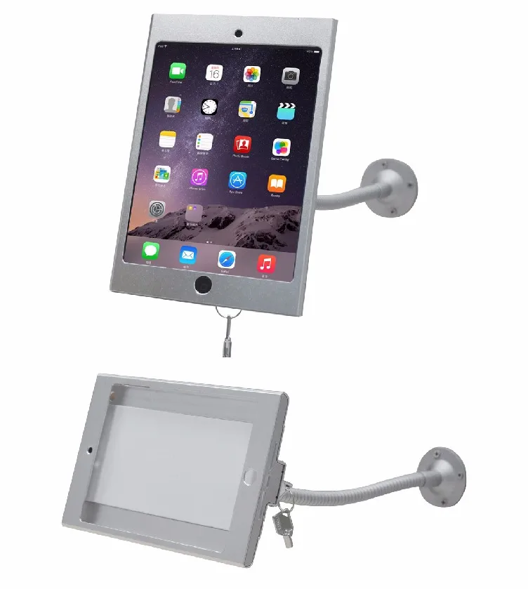 Планшетный ПК дисплей гибкий гусиная шея настенный держатель Подставка для iPad mini 4 безопасности безопасный блокированный металлический ящик опорный кронштейн