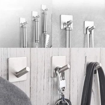 

4pcs Adhesive Wall Hooks Heavy Duty Command Hooks with Stainless Steel Stick Bathroom Kitchen Office LKS99