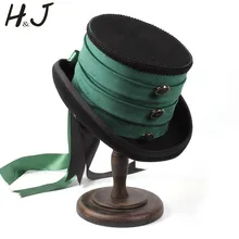 13,5 см 4 размера черная шерсть для женщин невесты стимпанк Fedora топ шляпа леди сетки традиционные Beaver перо вечерние Свадебная шляпка