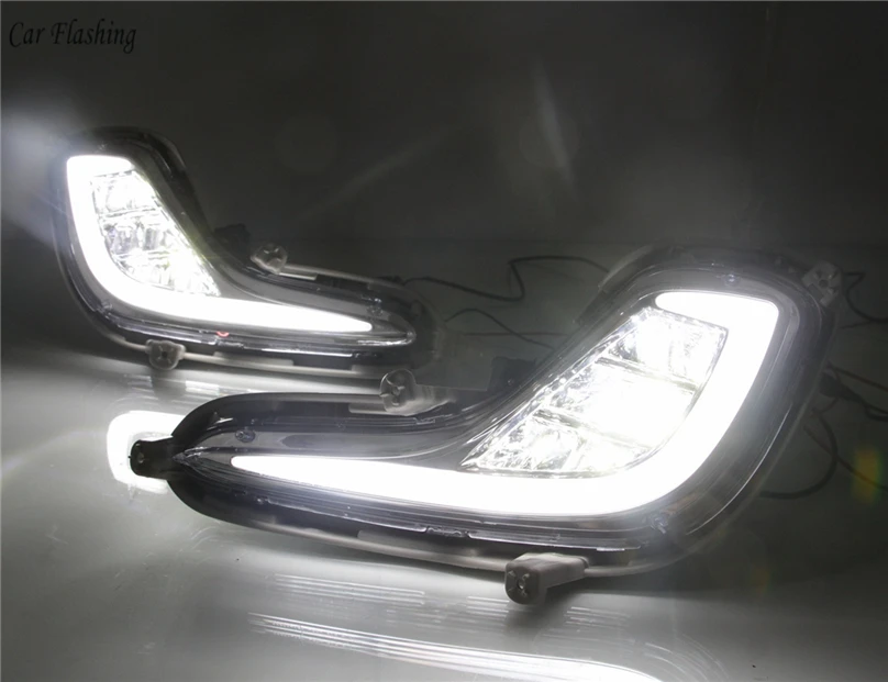Автомобильный мигающий светодиодный светильник дневного света, Поворотный Светильник DRL сигнальная лампа для hyundai Accent Solaris 2010-2013 противотуманная фара, Дневной светильник