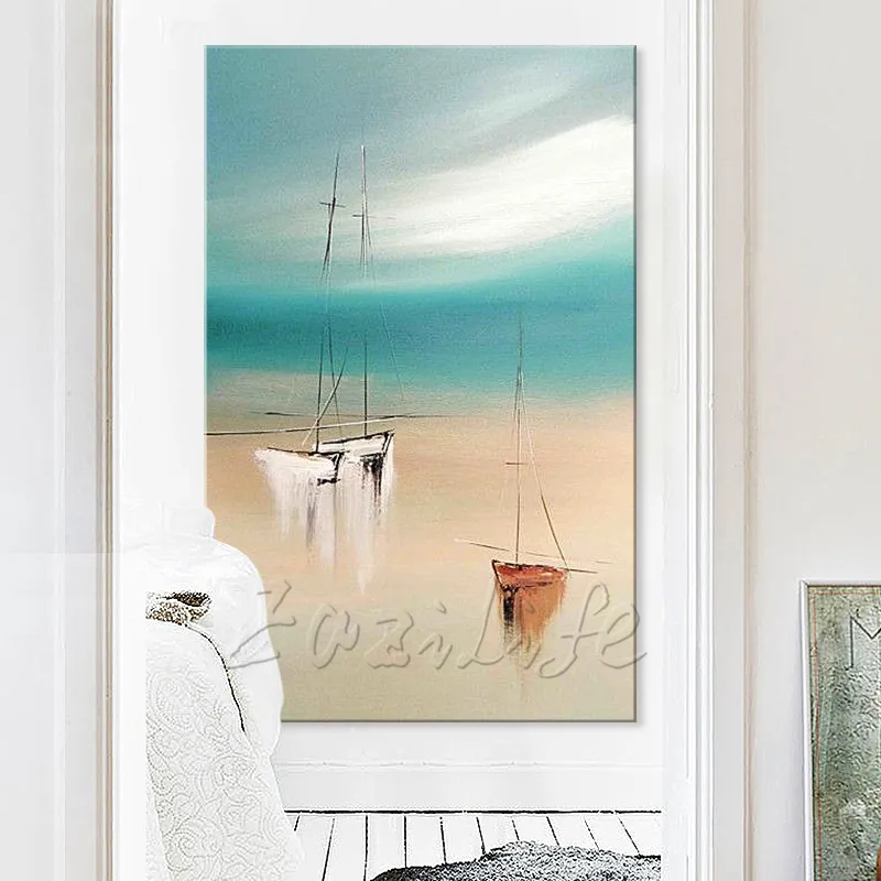 

Hand painted canvas oil paintings Cheap large boat modern abstract oil painting wall decor Art pictures for living room 1