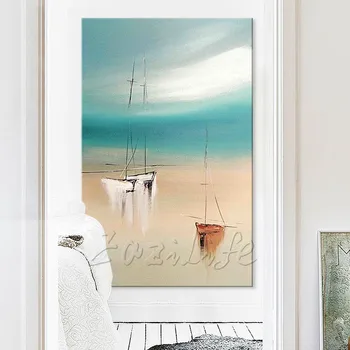 

Hand painted canvas oil paintings Cheap large boat modern abstract oil painting wall decor Art pictures for living room 1